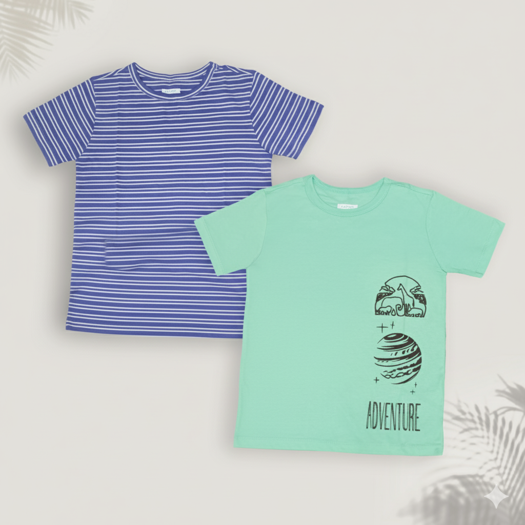 Kids Pure Cotton T-Shirt Combo Set (2 Pieces)