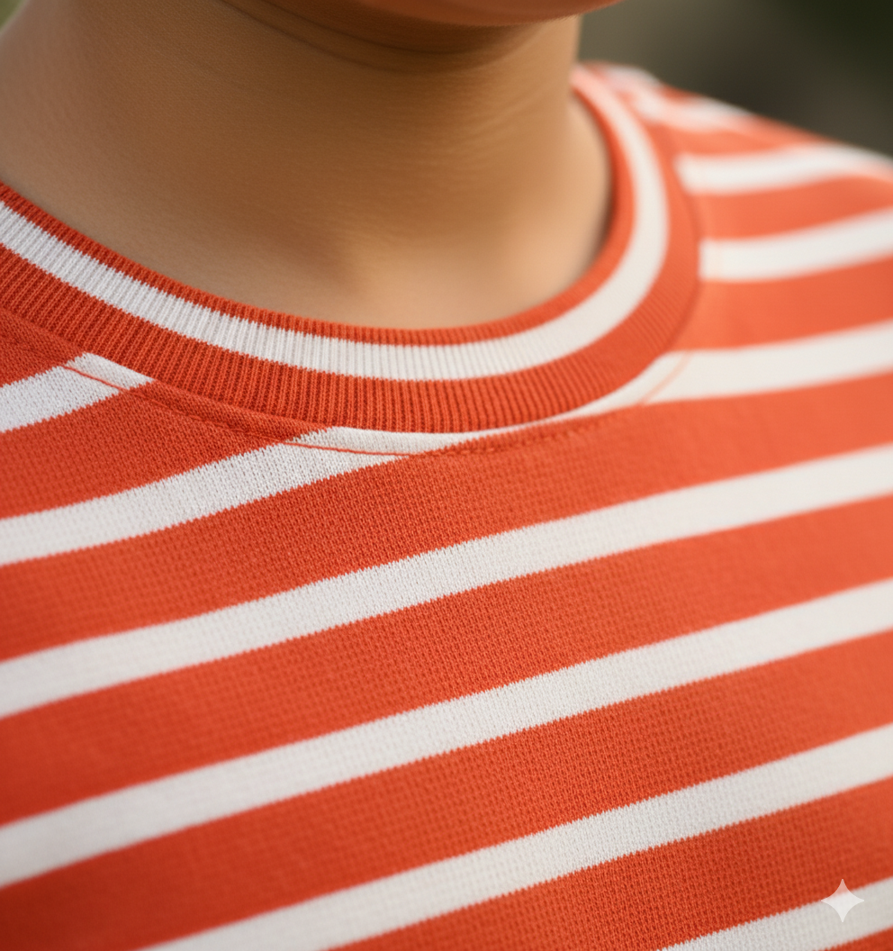 Kids 100% Pure Cotton Orange Stripes T-Shirt