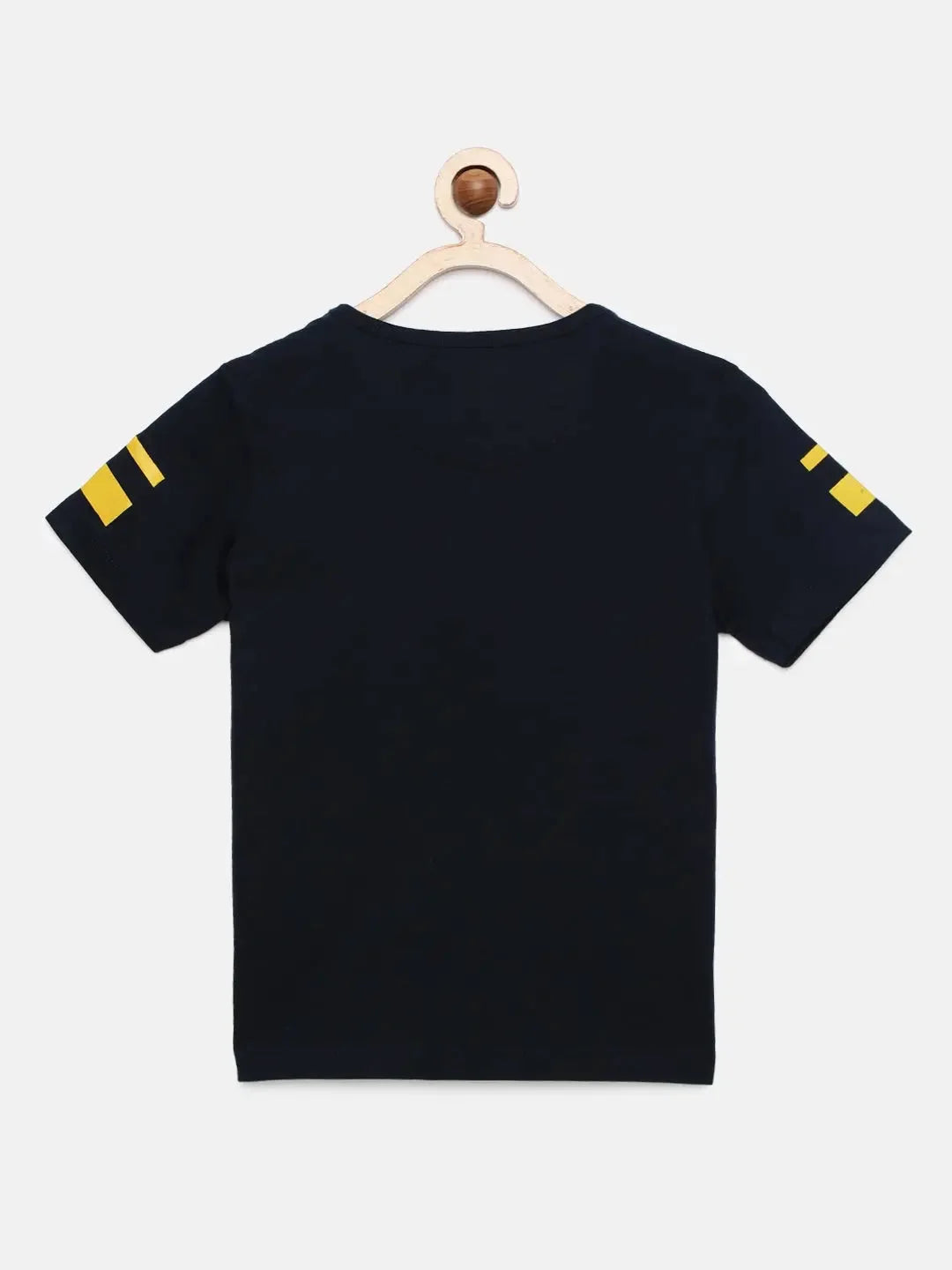 Boys Navy Blue Soccer Printed Round Neck Cotton T-shirt - Ladore