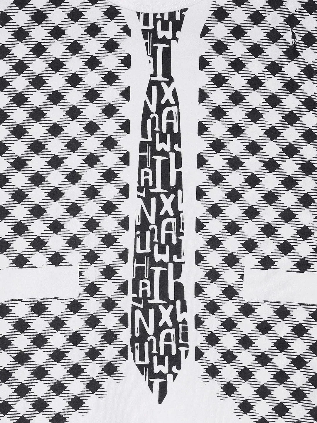 Boys White Waistcoat Printed Round Neck Cotton T-shirt - Ladore