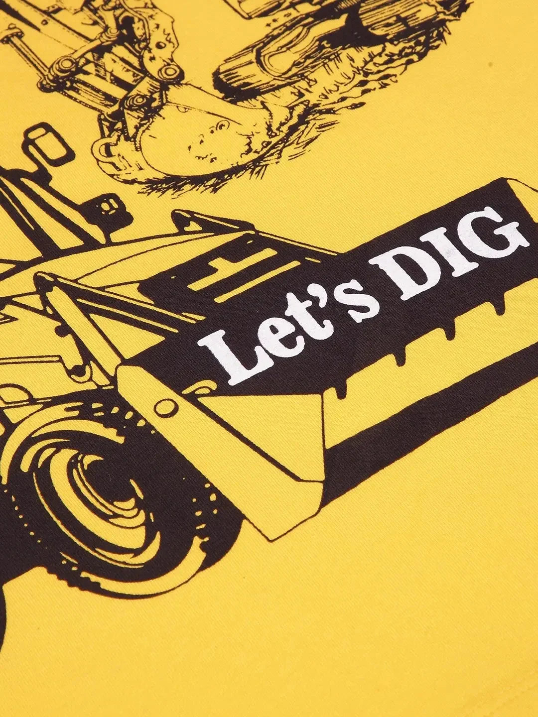 Boys Yellow Construction Vehicles Full Sleeves Cotton T-shirt - Ladore