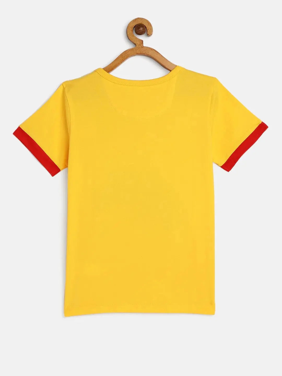 Boys Yellow Round Neck Car Print Cotton T-shirt - Ladore