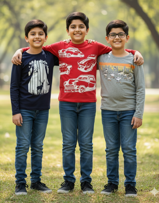 Combo Pack of 3 Full Sleeves Cotton T-Shirts