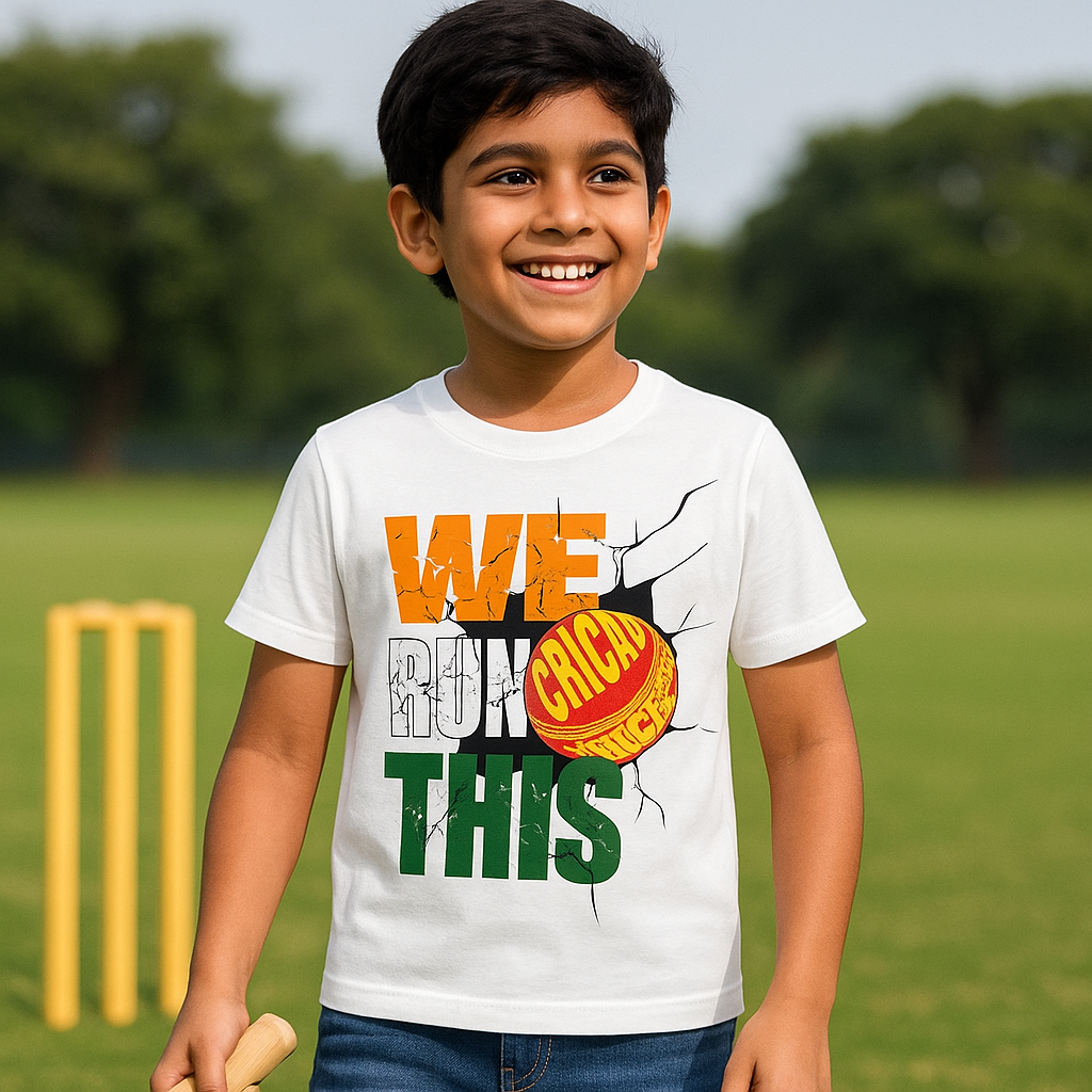 White India Cricket 100% Cotton Half Sleeves Tshirt