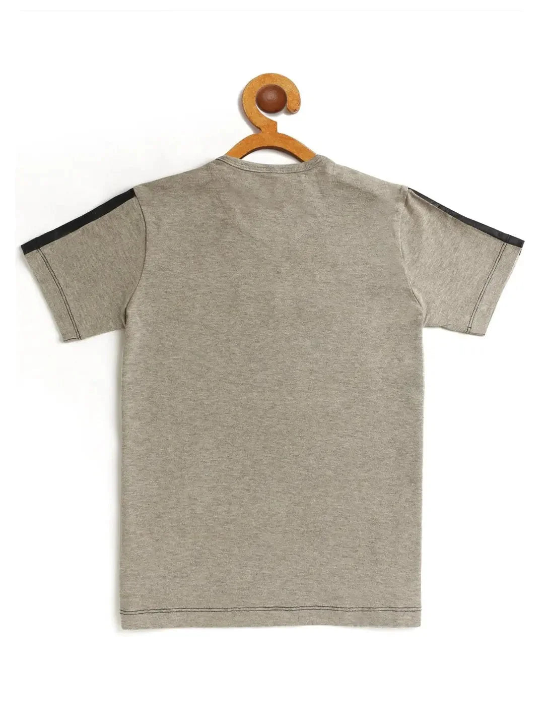 Kids Black and Grey Striped Half Sleeve Cotton T-shirt - Ladore
