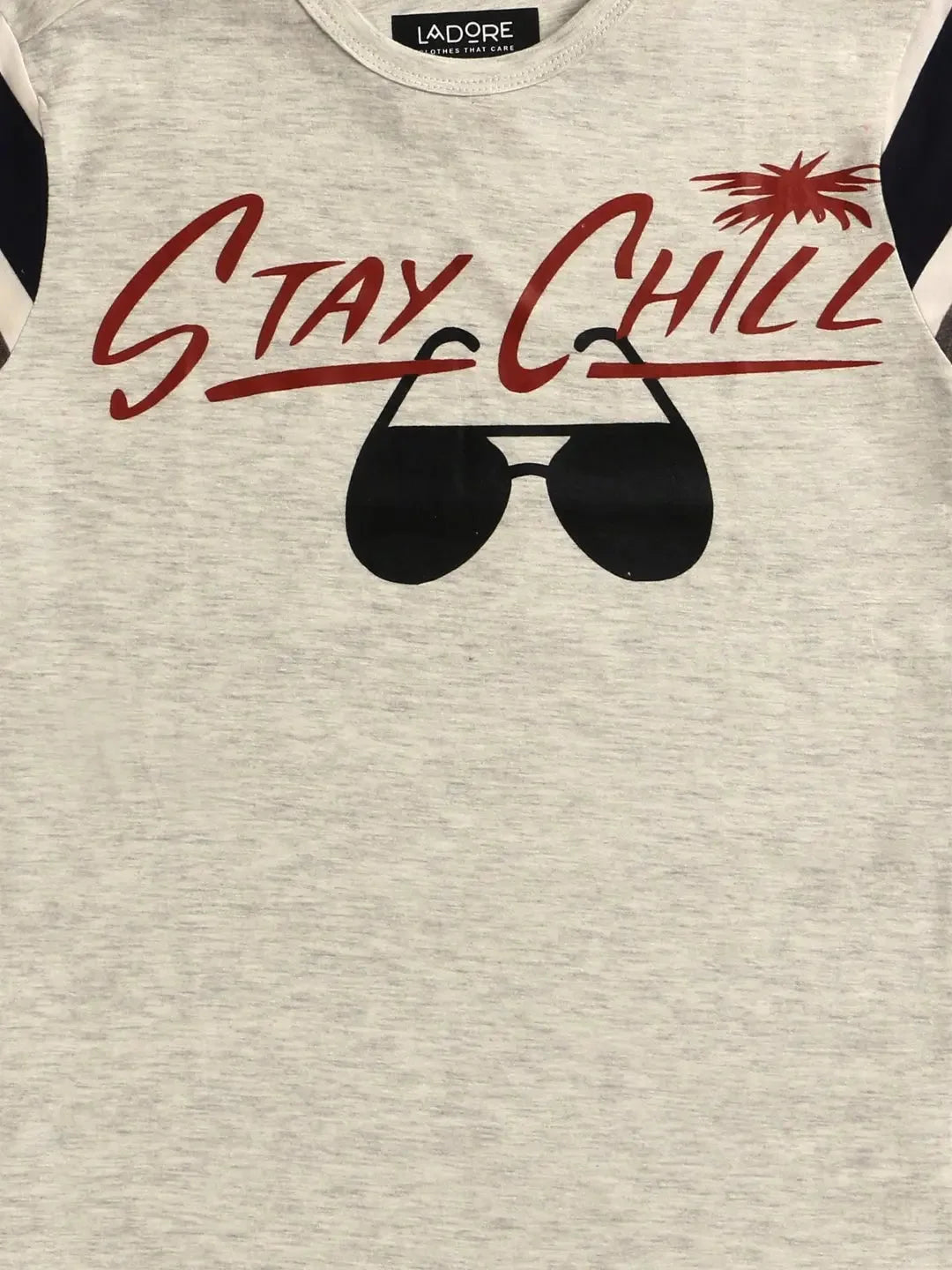 Kids Grey Heather Printed Round Neck Cotton T-shirt - Ladore