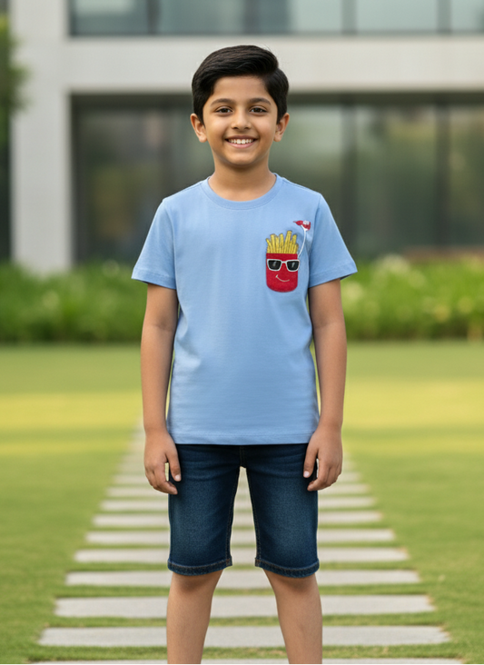 Kids 100% Pure Cotton Blue T-Shirt