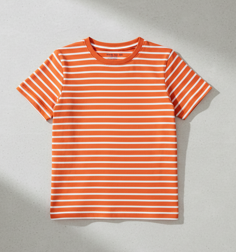 Kids 100% Pure Cotton Orange Stripes T-Shirt