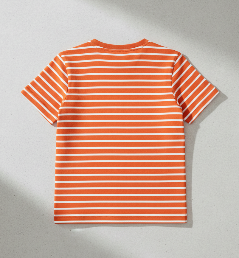 Kids 100% Pure Cotton Orange Stripes T-Shirt
