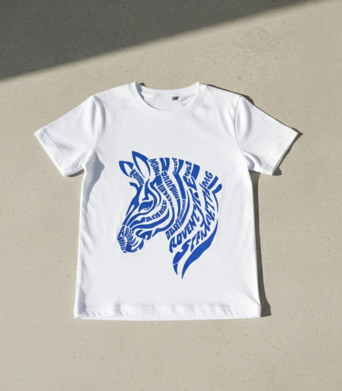 Kids 100% Pure Cotton Zebra Print White T-Shirt