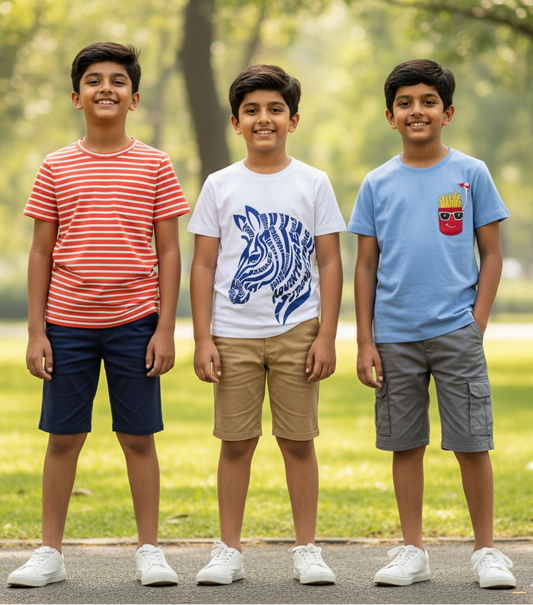 Kids Pure Cotton T-Shirt Combo Set (3 Pieces)