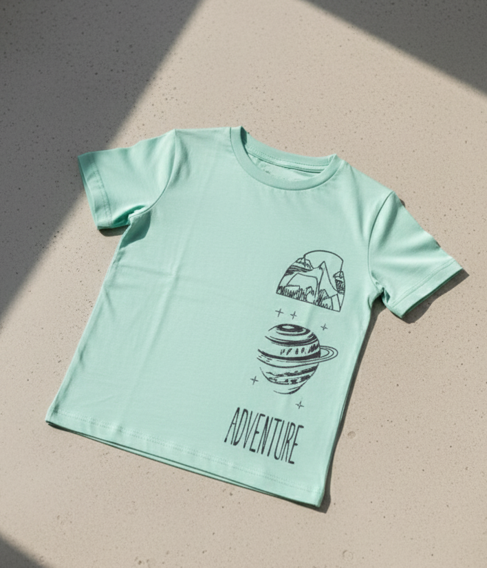 Kids 100% Pure Cotton Aqua Green T-Shirt