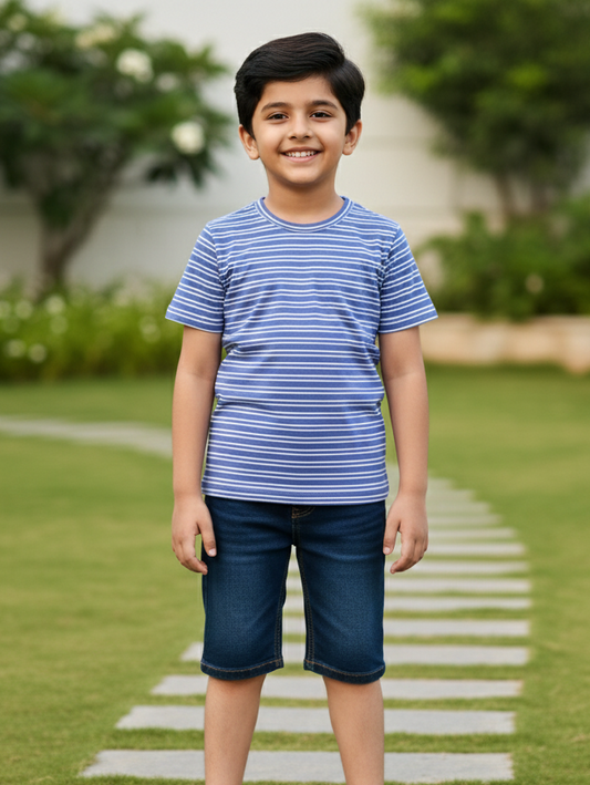 Kids 100% Pure Cotton Purple Stripes T-Shirt