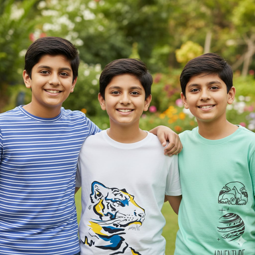 Kids Pure Cotton T-Shirt Combo Set (3 Pieces)