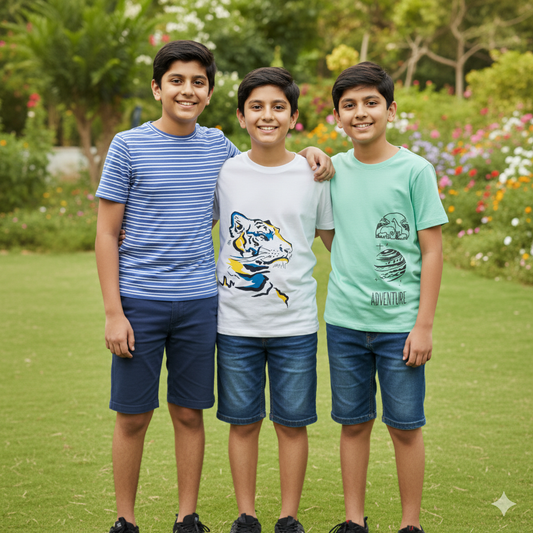 Kids Pure Cotton T-Shirt Combo Set (3 Pieces)