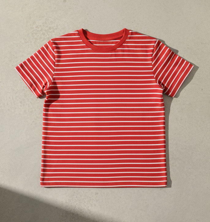 Kids 100% Pure Cotton Red Stripes T-Shirt