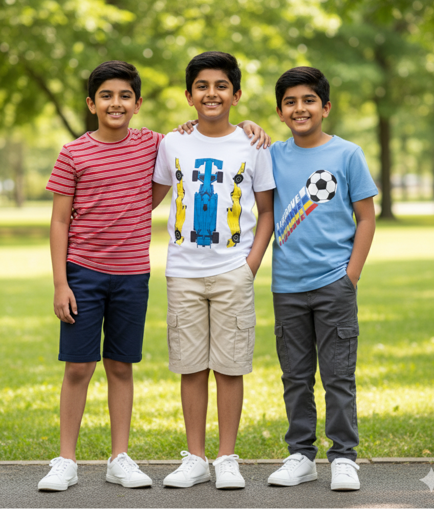 Kids Pure Cotton T-Shirt Combo Set (3 Pieces)