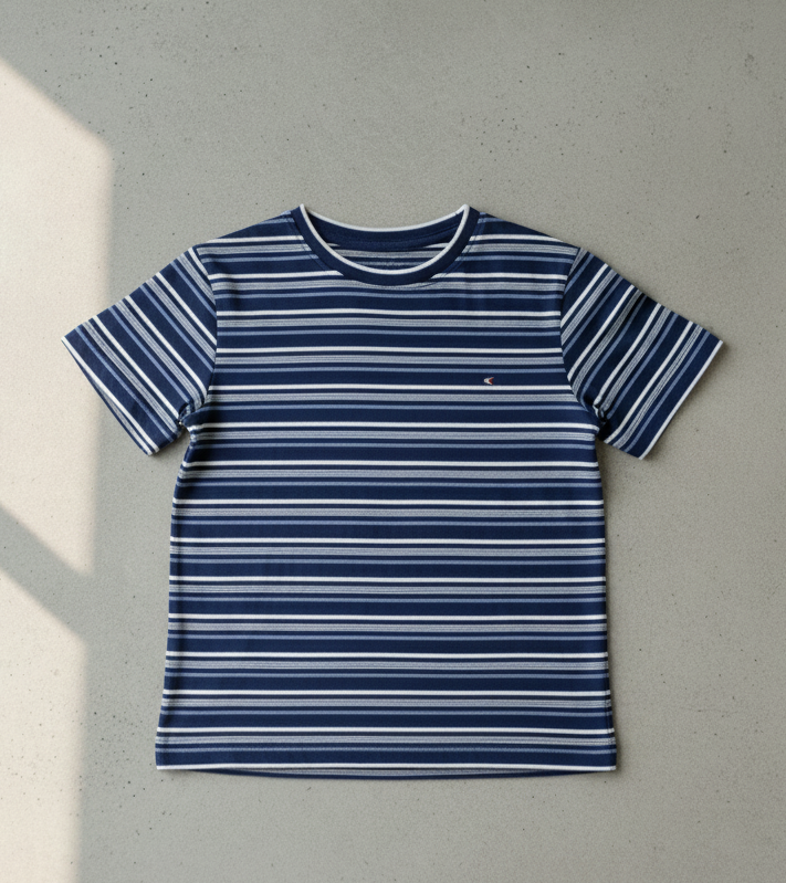 Kids 100% Pure Cotton Dark Blue Stripes T-Shirt