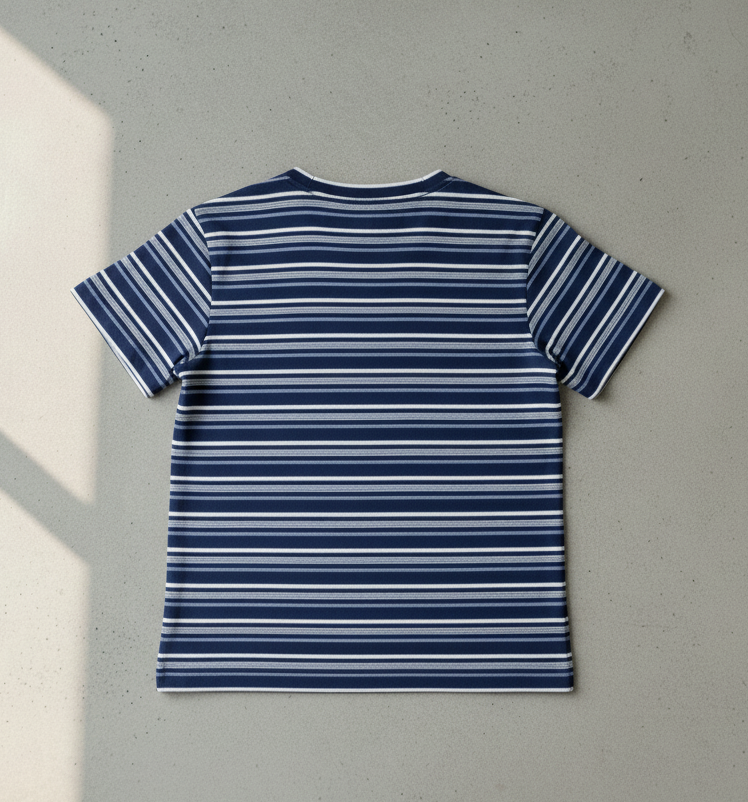 Kids 100% Pure Cotton Dark Blue Stripes T-Shirt