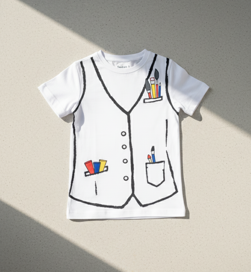 Kids 100% Pure Cotton Art Printed White T-Shirt