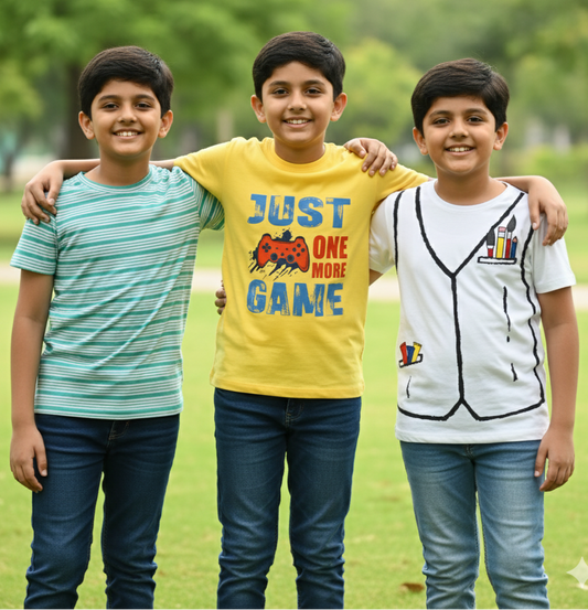 Kids Pure Cotton T-Shirt Combo Set (3 Pieces)