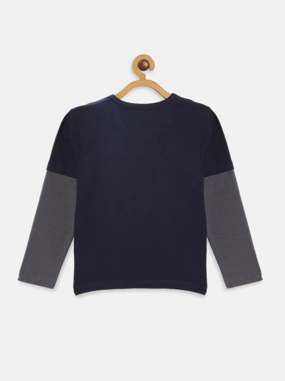Navy Surfers Printed Colourblock Round Neck Cotton T-shirt - Ladore