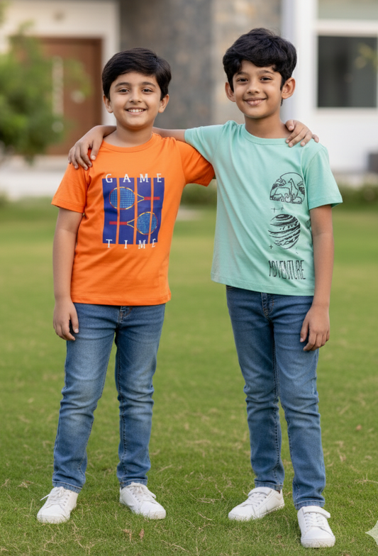 Kids Pure Cotton T-Shirt Combo Set (2 Pieces)