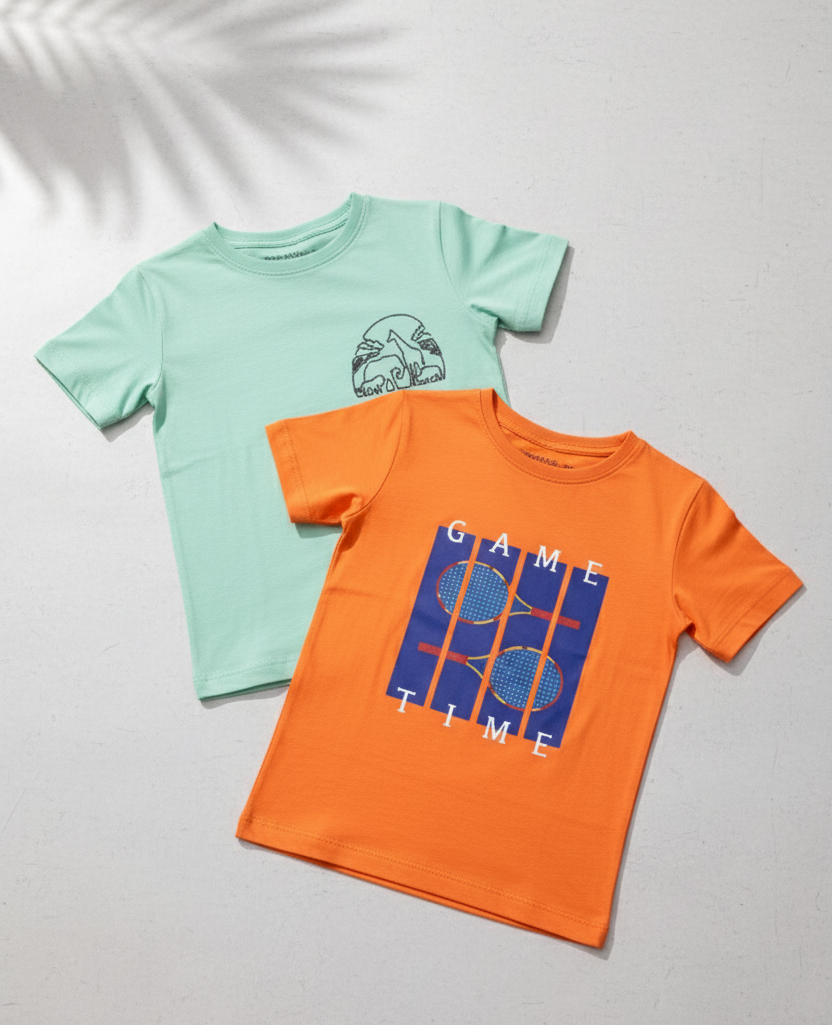 Kids Pure Cotton T-Shirt Combo Set (2 Pieces)