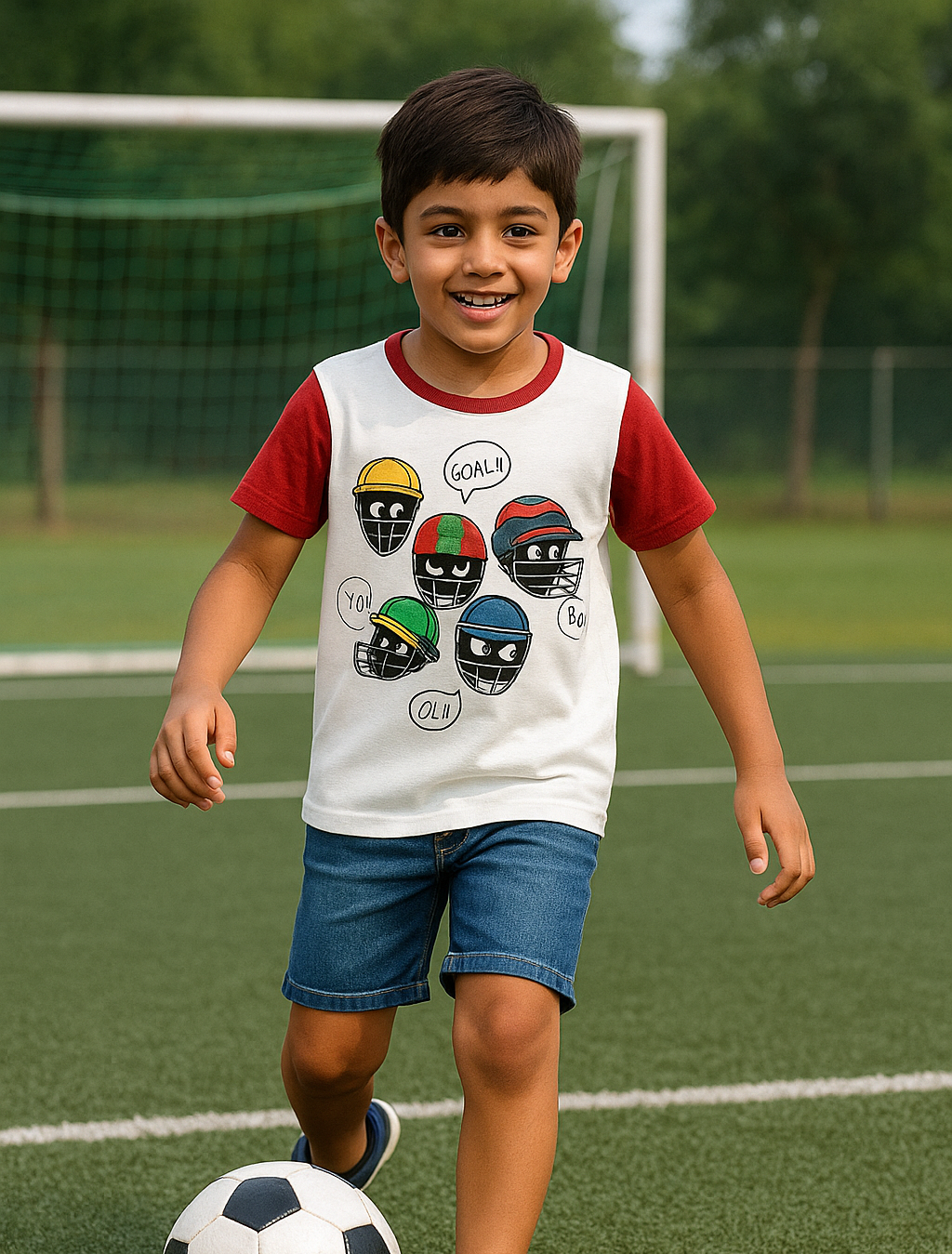 White Helmet Printed Half Sleeves Cotton Tshirt