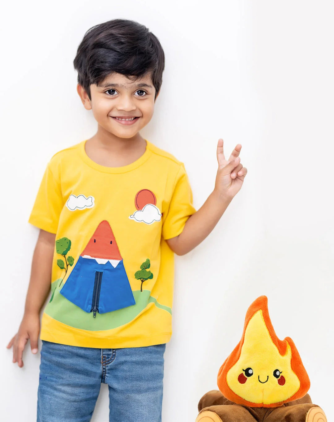 Yellow Nature Camping Cotton Half Sleeves Tshirt - Ladore