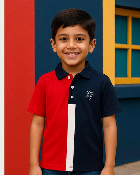 Red and Black 100% Cotton Mercerised Polo Tshirt