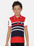 Boys Red Striped Polo Mercerised Cotton T-shirt