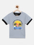 Grey Surfer Printed Round Neck Cotton T-shirt