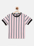 Pink Striped Round Neck Supima Cotton T-shirt