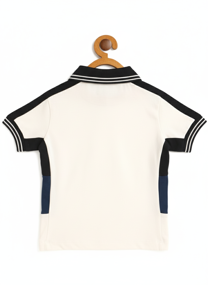 Kids White Smart Polo Cotton T-shirt