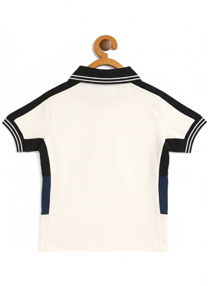 Kids White Smart Polo Cotton T-shirt