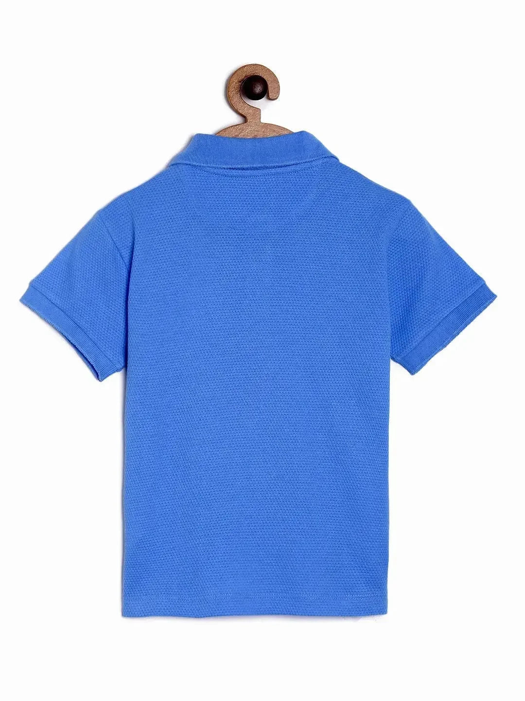 Blue Solid Self Fabric Polo Cotton T-shirt - Ladore