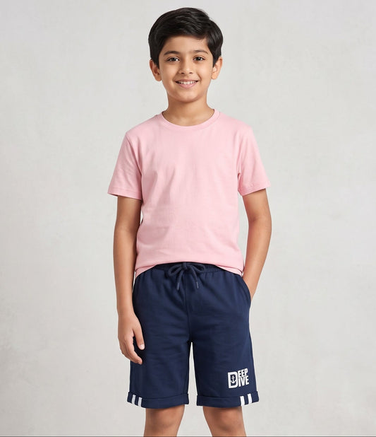 Boys Deep Dive 100% Cotton Blue Kids Shorts