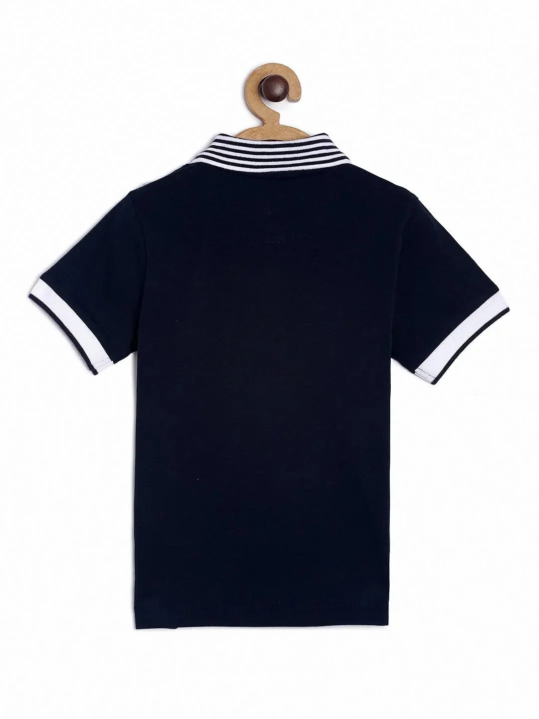 Boys Black Solid Polo Cotton T-shirt - Ladore