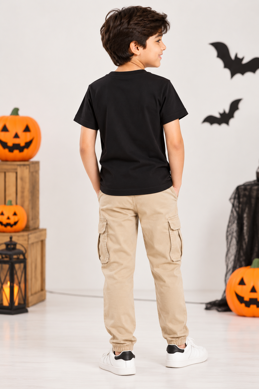 Ladore Kids Unisex Chillin Black Cotton Halloween T-Shirt