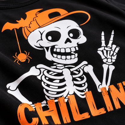 Ladore Kids Unisex Chillin Black Cotton Halloween T-Shirt