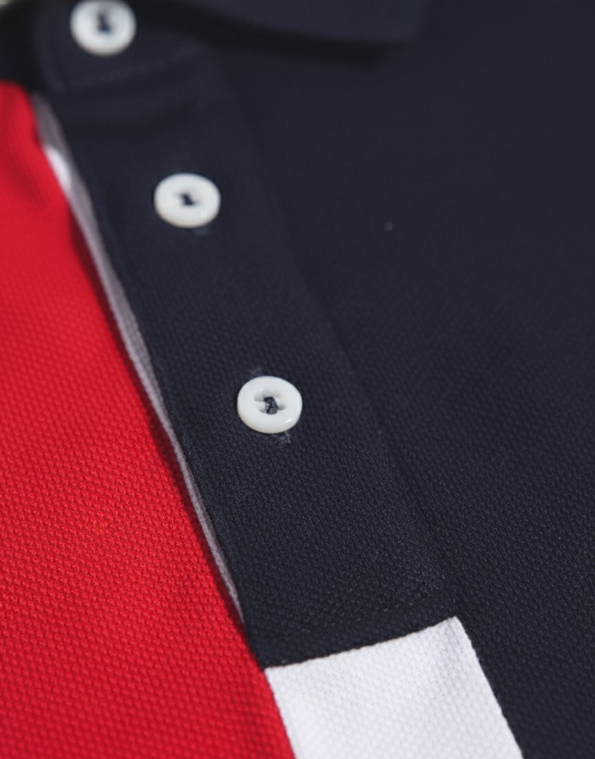 Red and Black 100% Cotton Mercerised Polo Tshirt