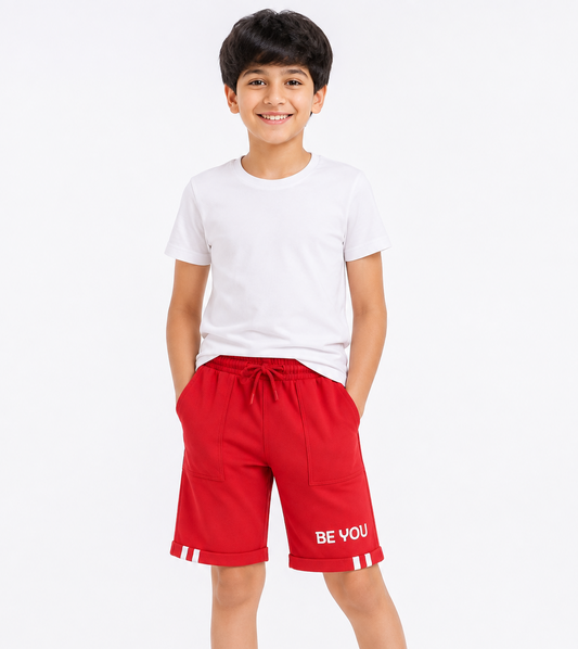 Boys Be You 100% Cotton Red Shorts