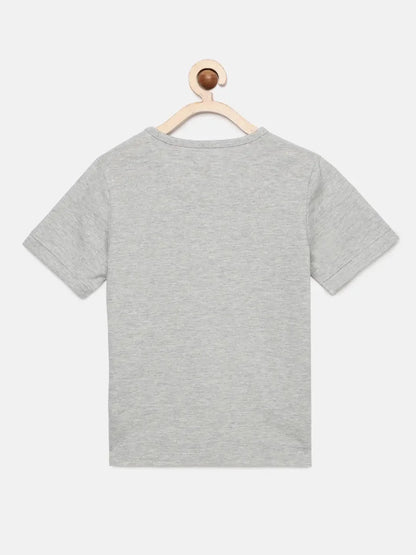 Grey Heather Ball Printed Round Neck Cotton T-shirt - Ladore