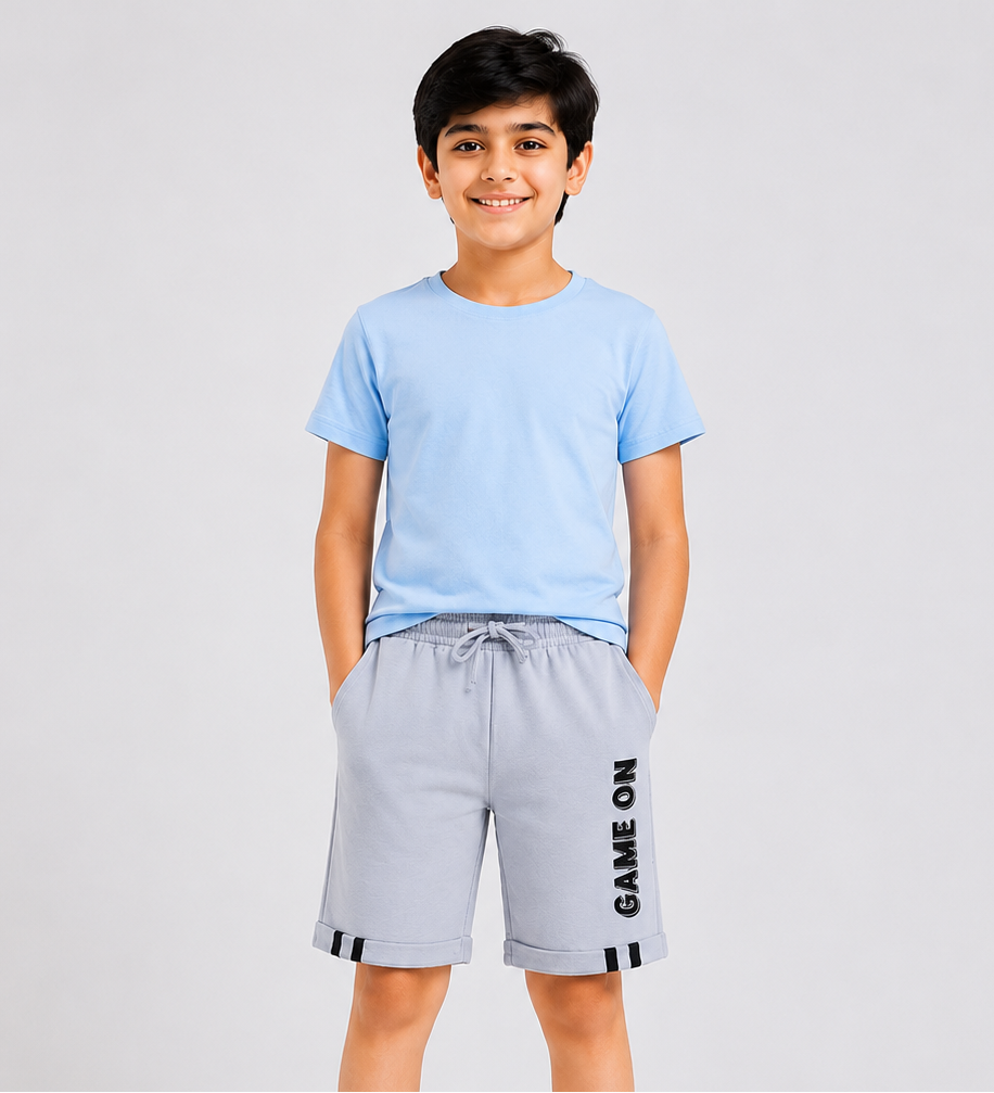 Boys Game On 100% Cotton Grey Shorts