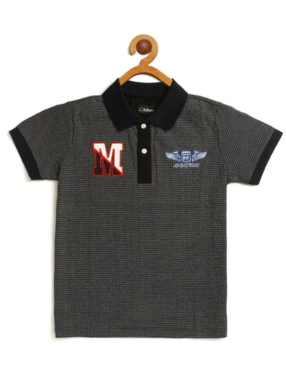 Kids Black Polo Cotton T-shirt - Ladore