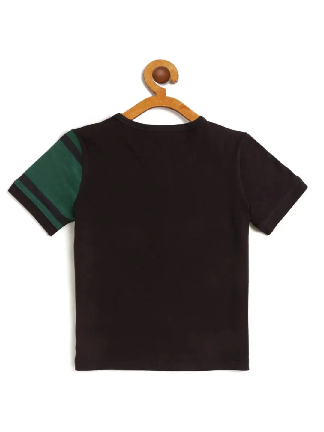 Kids Blue & Green Colour Block Round Neck Cotton T-shirt - Ladore