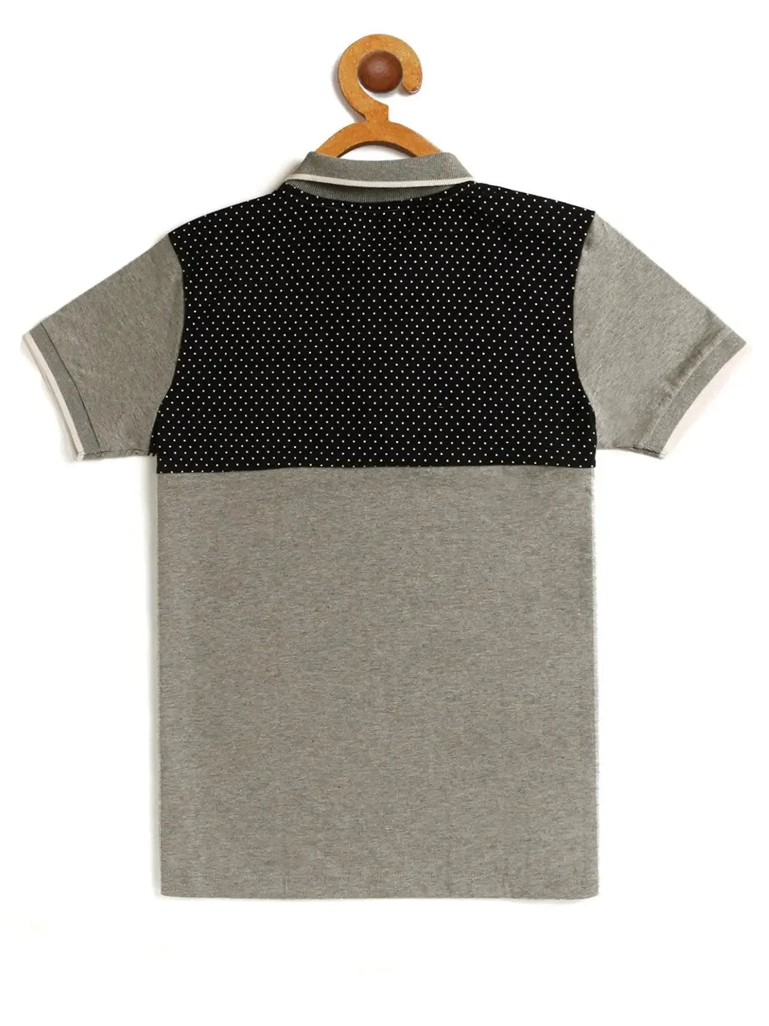 Kids Grey Cut and Sew Polo Cotton T-shirt - Ladore