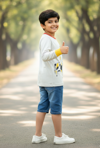 Kids Organic Full Sleeves Animal Print T-shirt