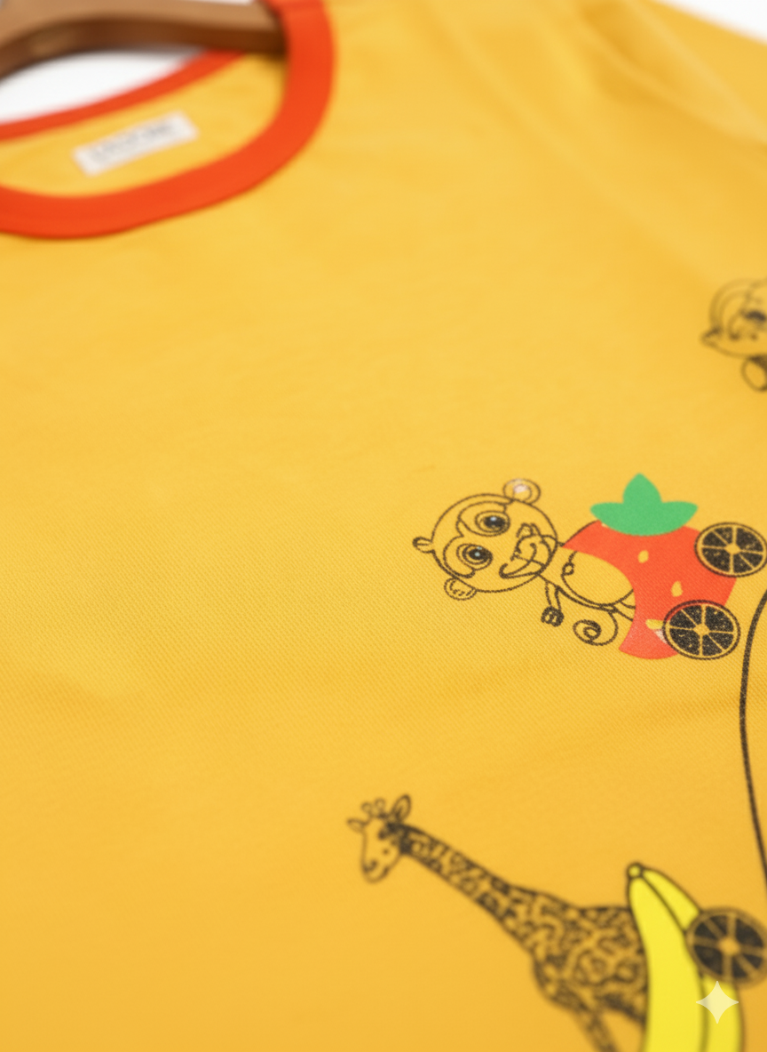 Kids Yellow Full Sleeves Roller Coaster T-shirt